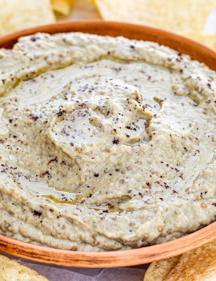 baba ganoush in a bowl.