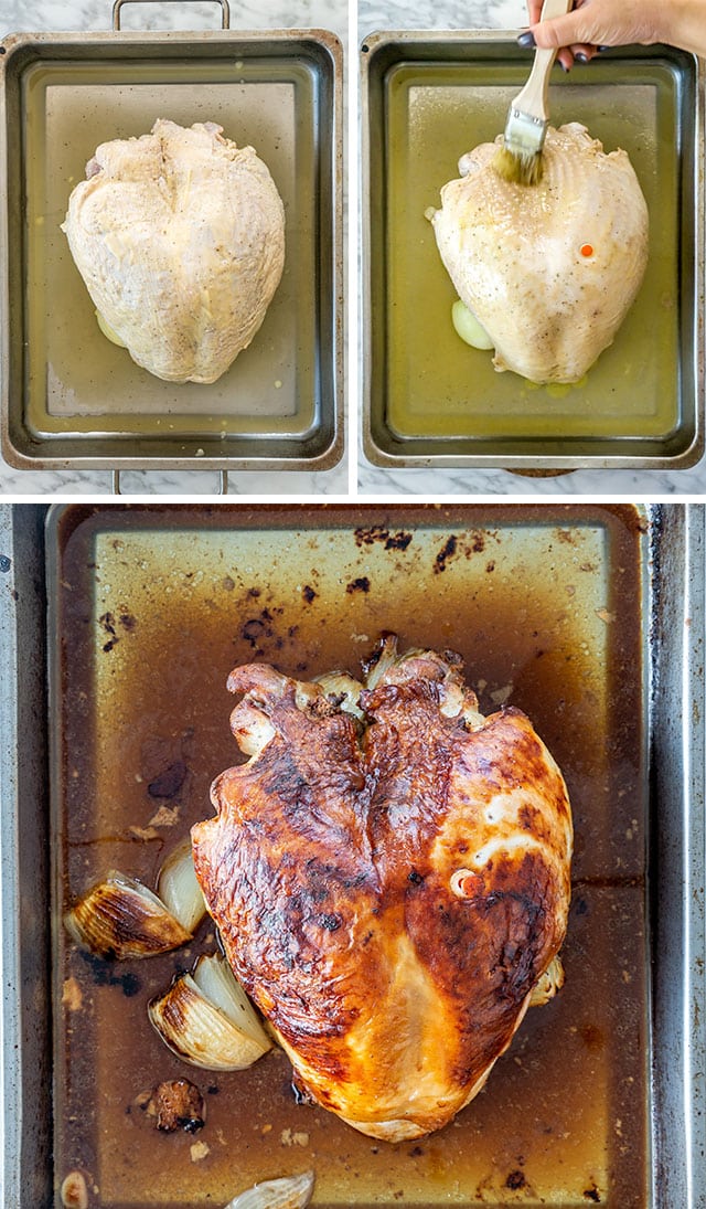 Brined Roast Turkey Breast Brined Roast Turkey Breast process shots for basting