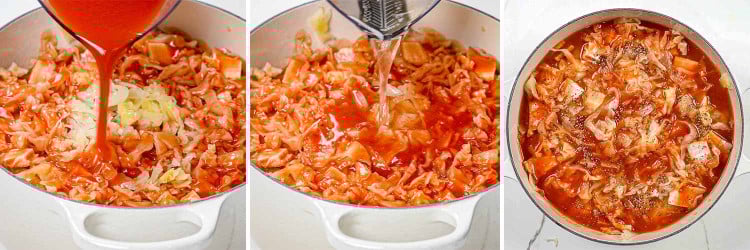 process shots showing how to make romanian cabbage rolls.