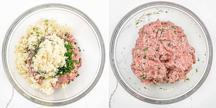 process shots showing how to make romanian cabbage rolls.