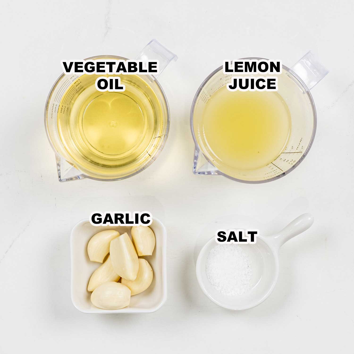 ingredients needed to make garlic sauce.