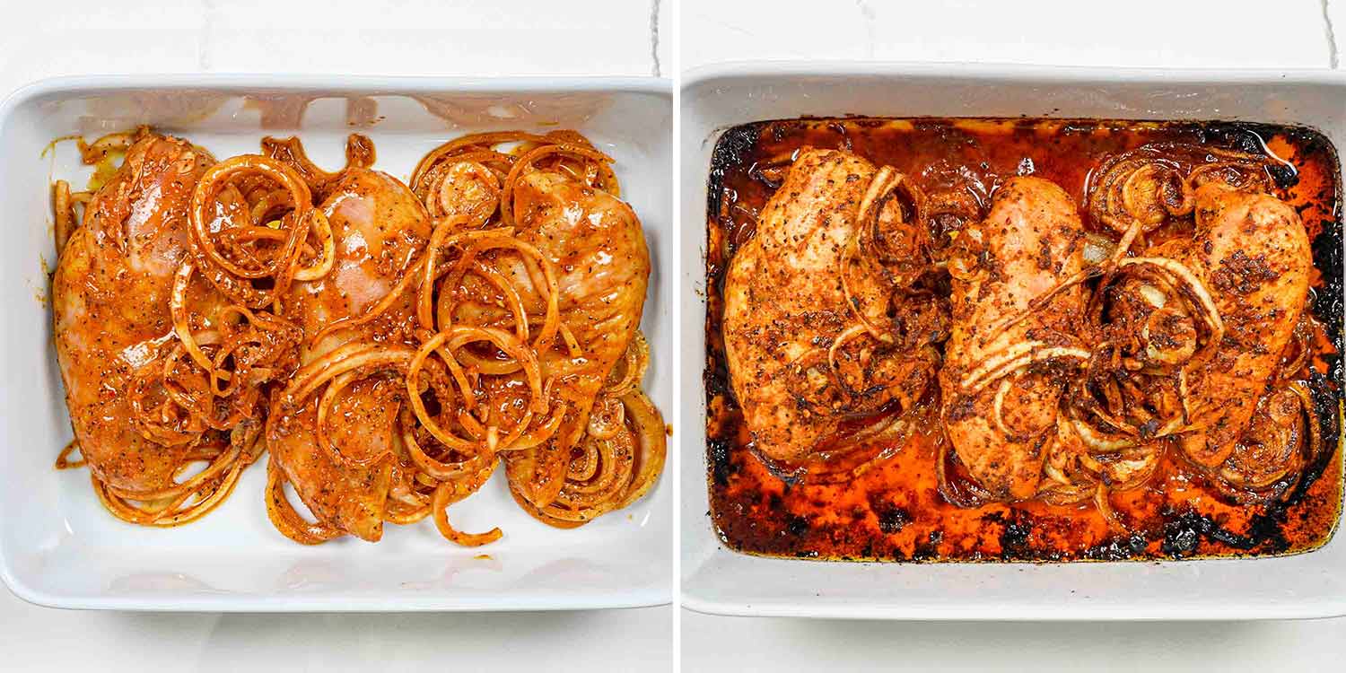 process shots showing how to make chicken shawarma.