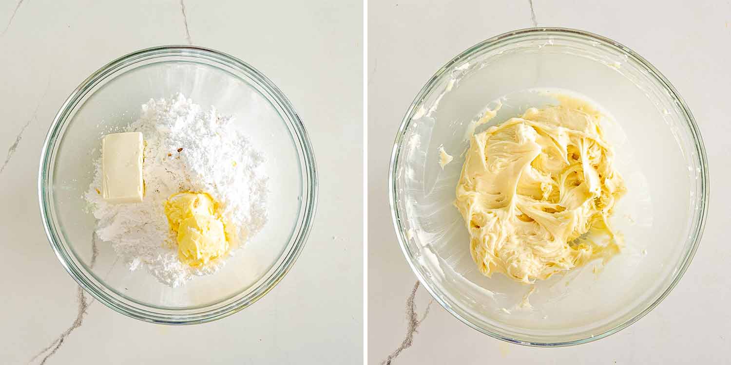 process shots showing how to make cinnabon cinnamon rolls.