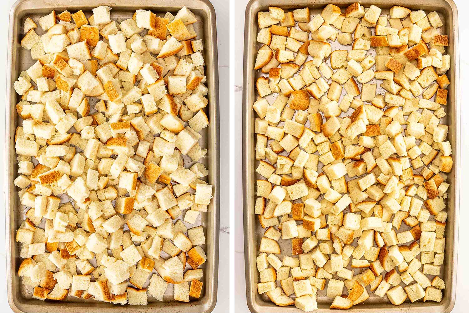 process shots showing how to make easy stuffing.