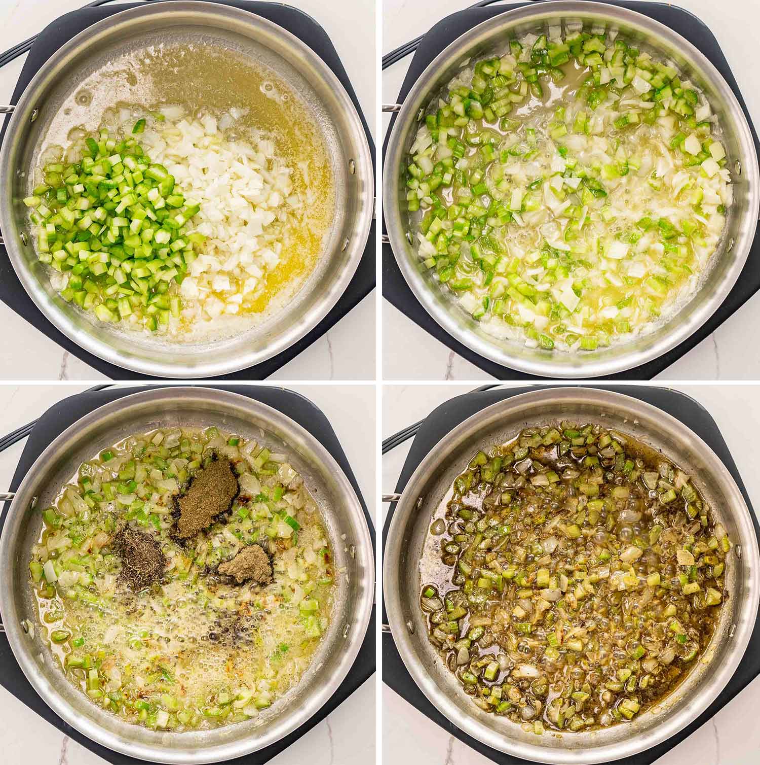 process shots showing how to make easy stuffing.