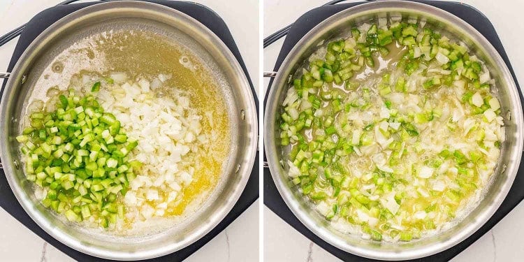 process shots showing how to make easy stuffing.