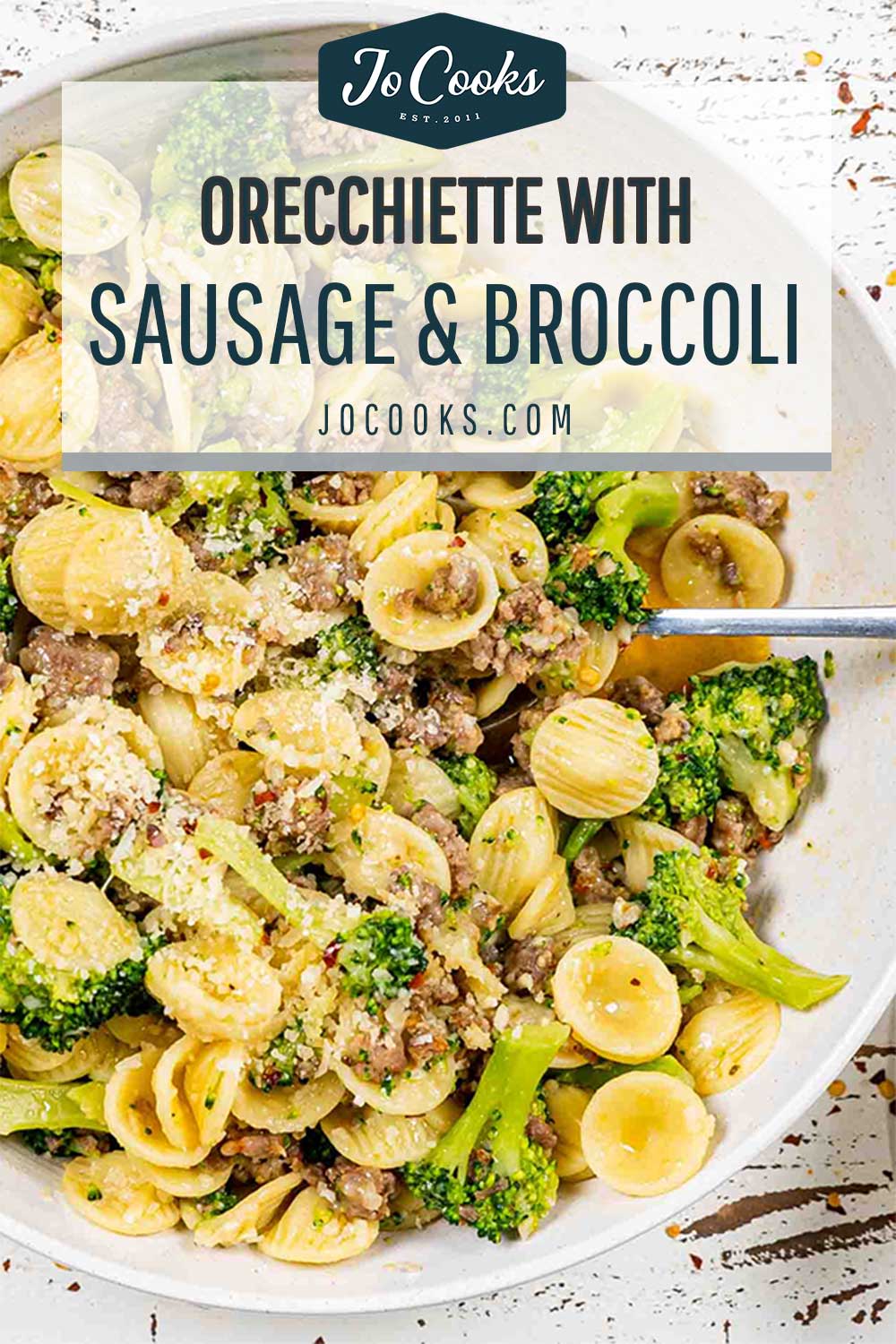 pin for orecchiette with sausage and broccoli.