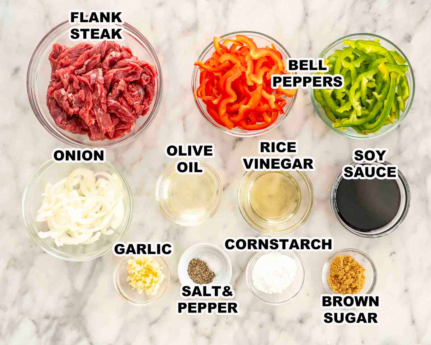 ingredients needed to make pepper steak.
