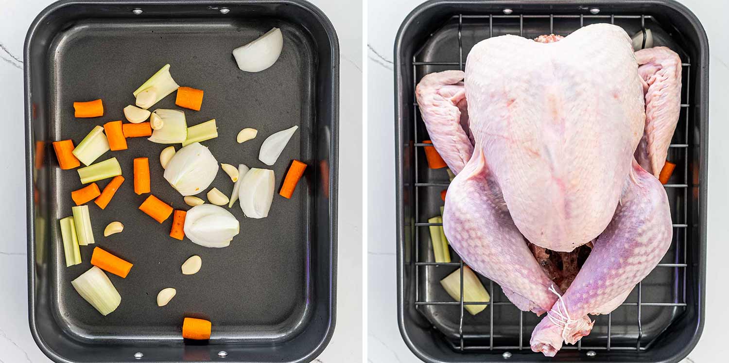 process shots showing how to roast a turkey.