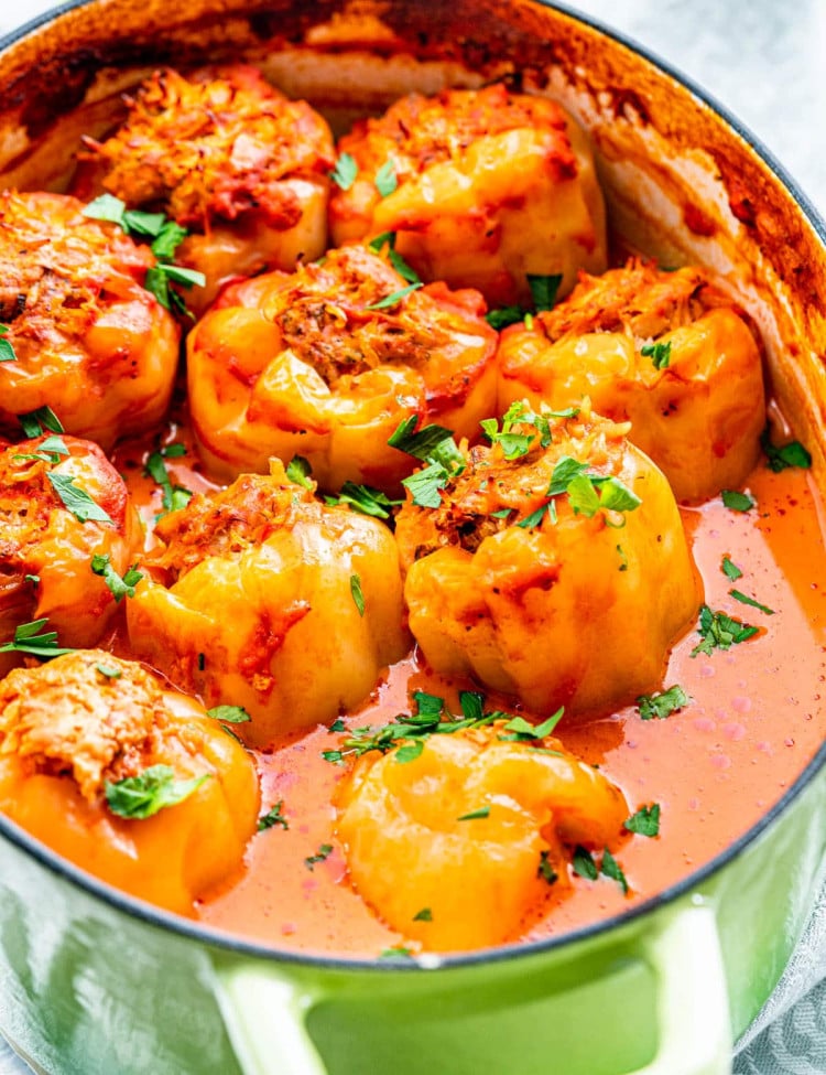 romanian stuffed peppers in a pot