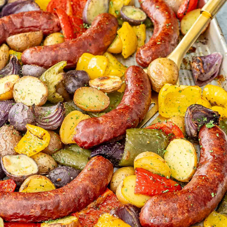 sausage and potato sheet pan dinner.