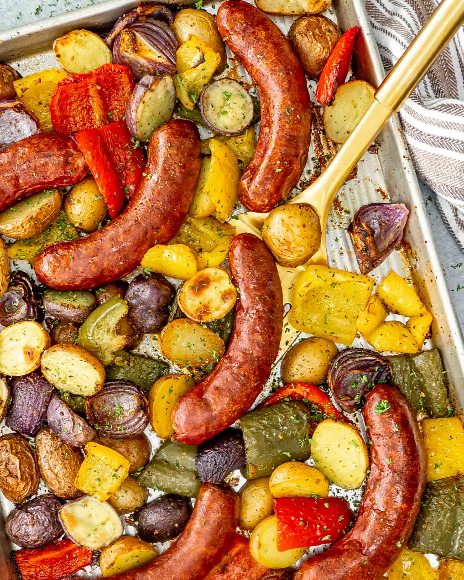 sausage and potato sheet pan dinner.
