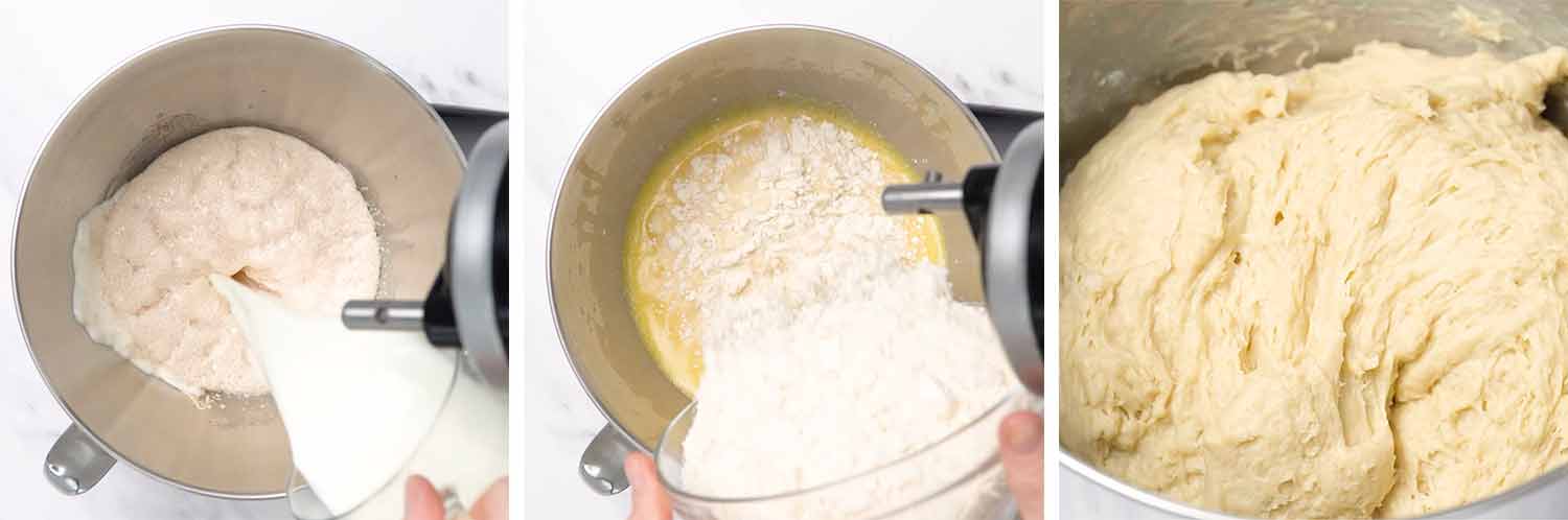 process shots showing how to make texas roadhouse rolls.