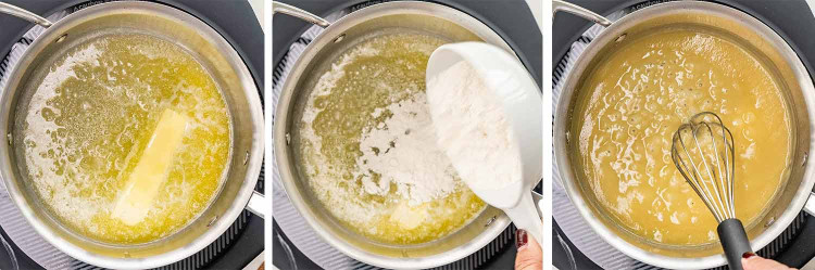 process shots showing how to make turkey gravy.