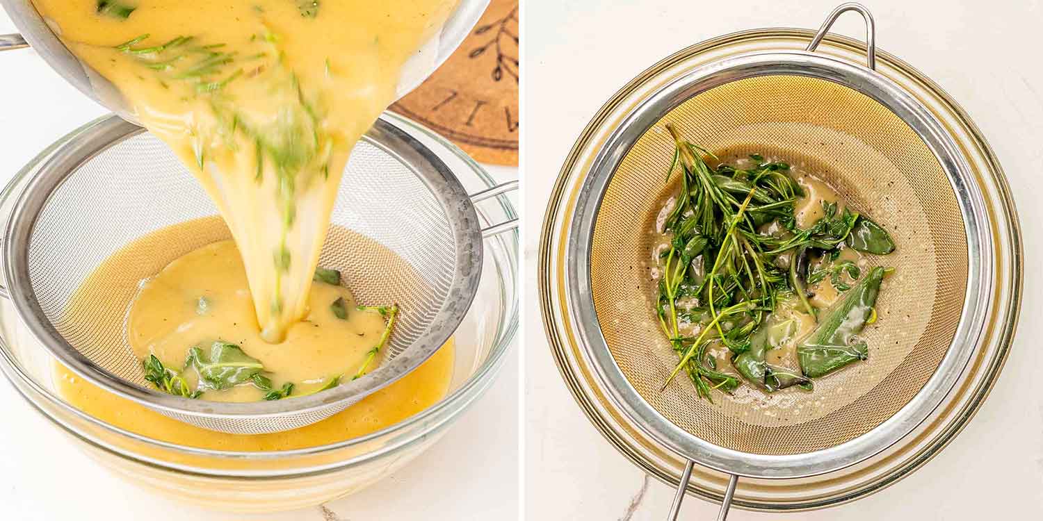 process shots showing how to make turkey gravy.